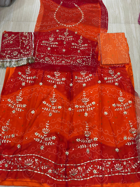 Rai Bandhej Pitten Poshak (Red Orange)- 247