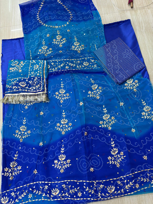 Rai Bandhej Pitten Poshak (Blue Blue)- 243