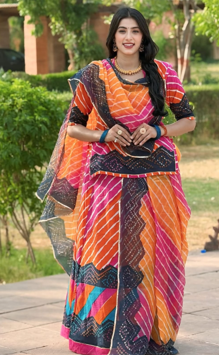 ORANGE LEHARIYA SUIT-1798
