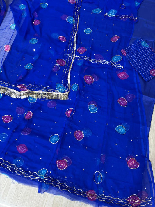 Laddu Tari work poshak (Royal Blue)- 304