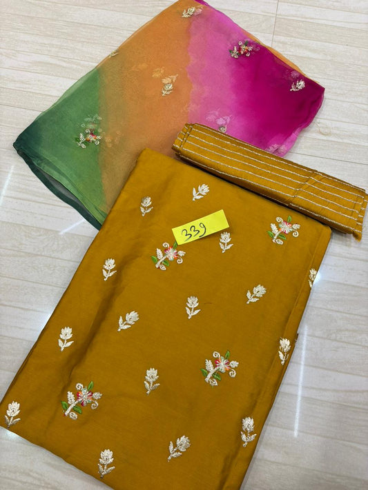 Jaam Cotton Butiq Buti Charak Tora Suit with Mangji (Brown)- 339