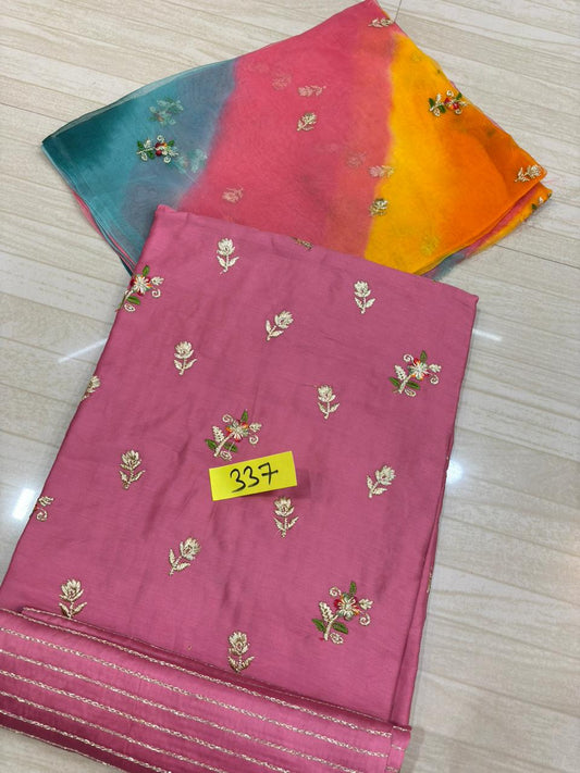Jaam Cotton Butiq Buti Charak Tora Suit with Mangji (Pink)- 337