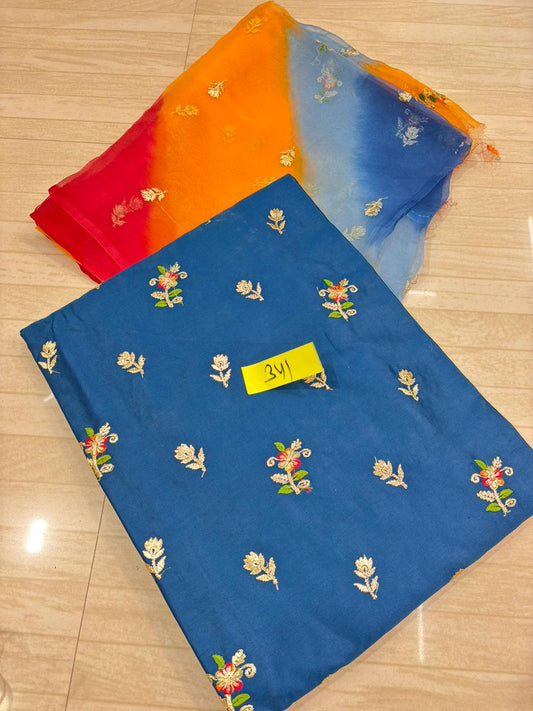 Jaam Cotton Butiq Buti Charak Tora Suit with Mangji (Navy Blue)- 341