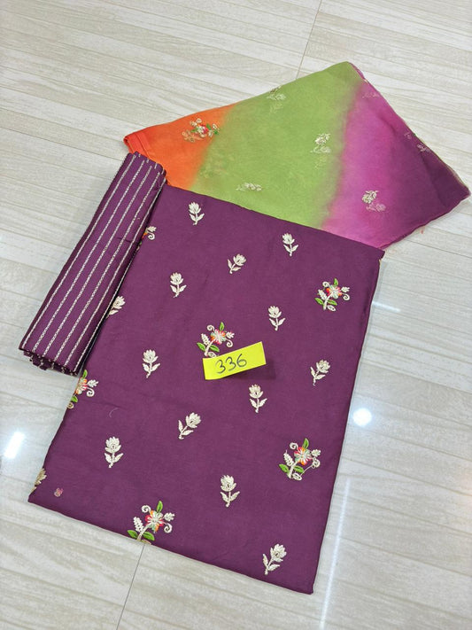 Jaam Cotton Butiq Buti Charak Tora Suit with Mangji (Dark Purple)- 336