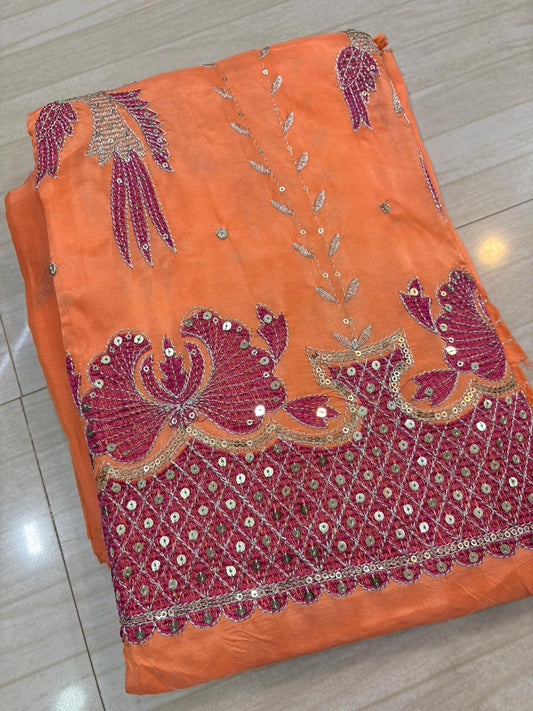 Kabutar Upada With Pure Odhna Suit (Peach)-369
