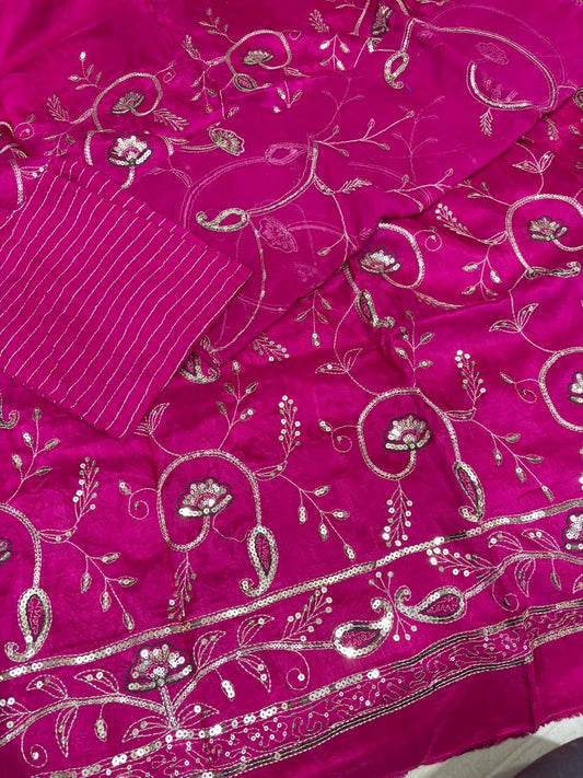 Upada Natural Pure Odhna Suit(Rani) -386