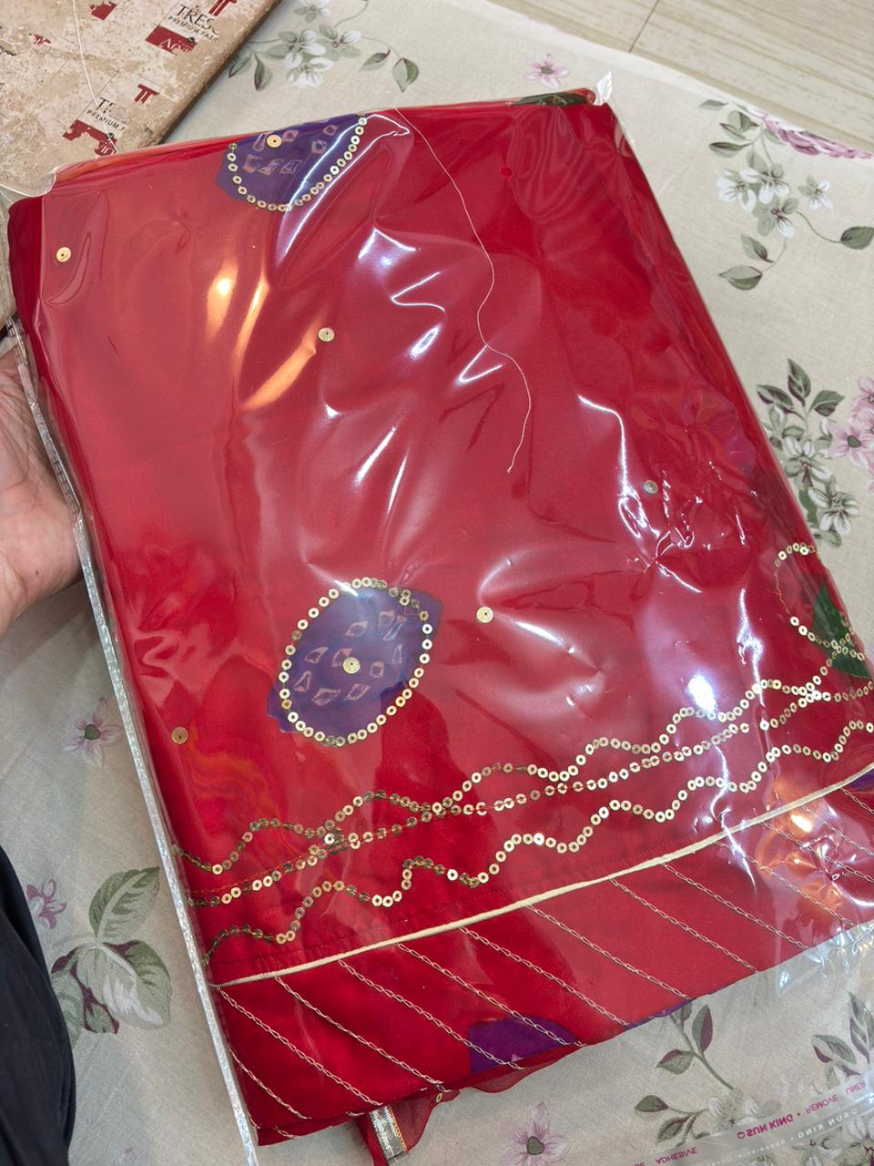 Laddu Tari Royal Pure Poshak (Red)-423