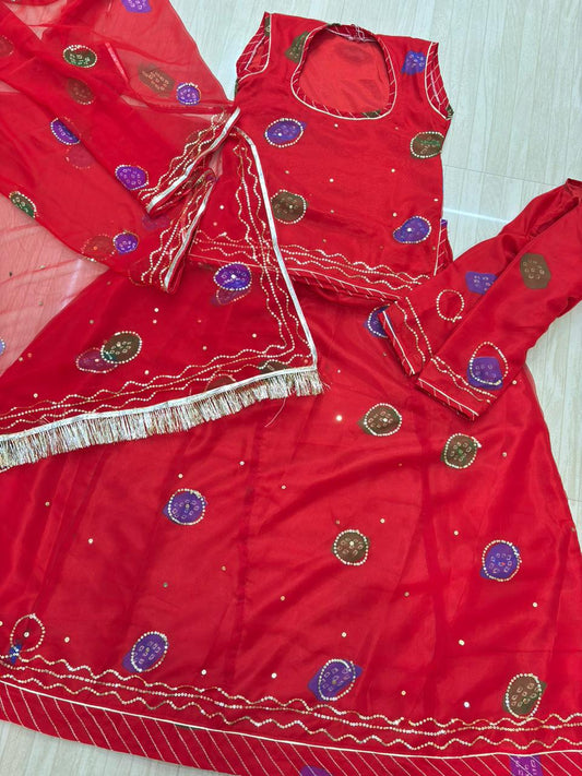 Laddu Tari Royal Pure Poshak (Red)-423