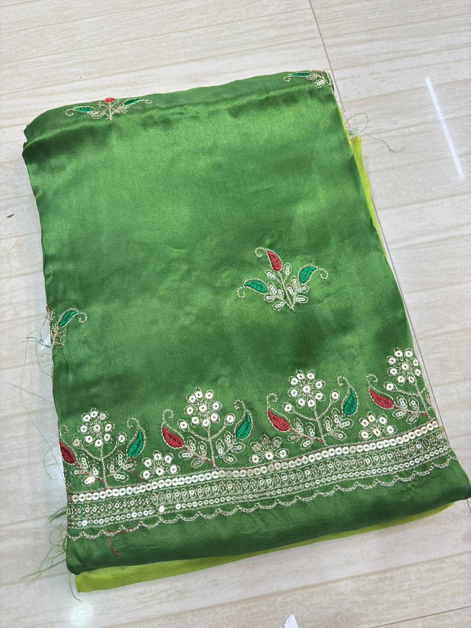 Upada Butiq Pure Odhna Suit (Green)-399