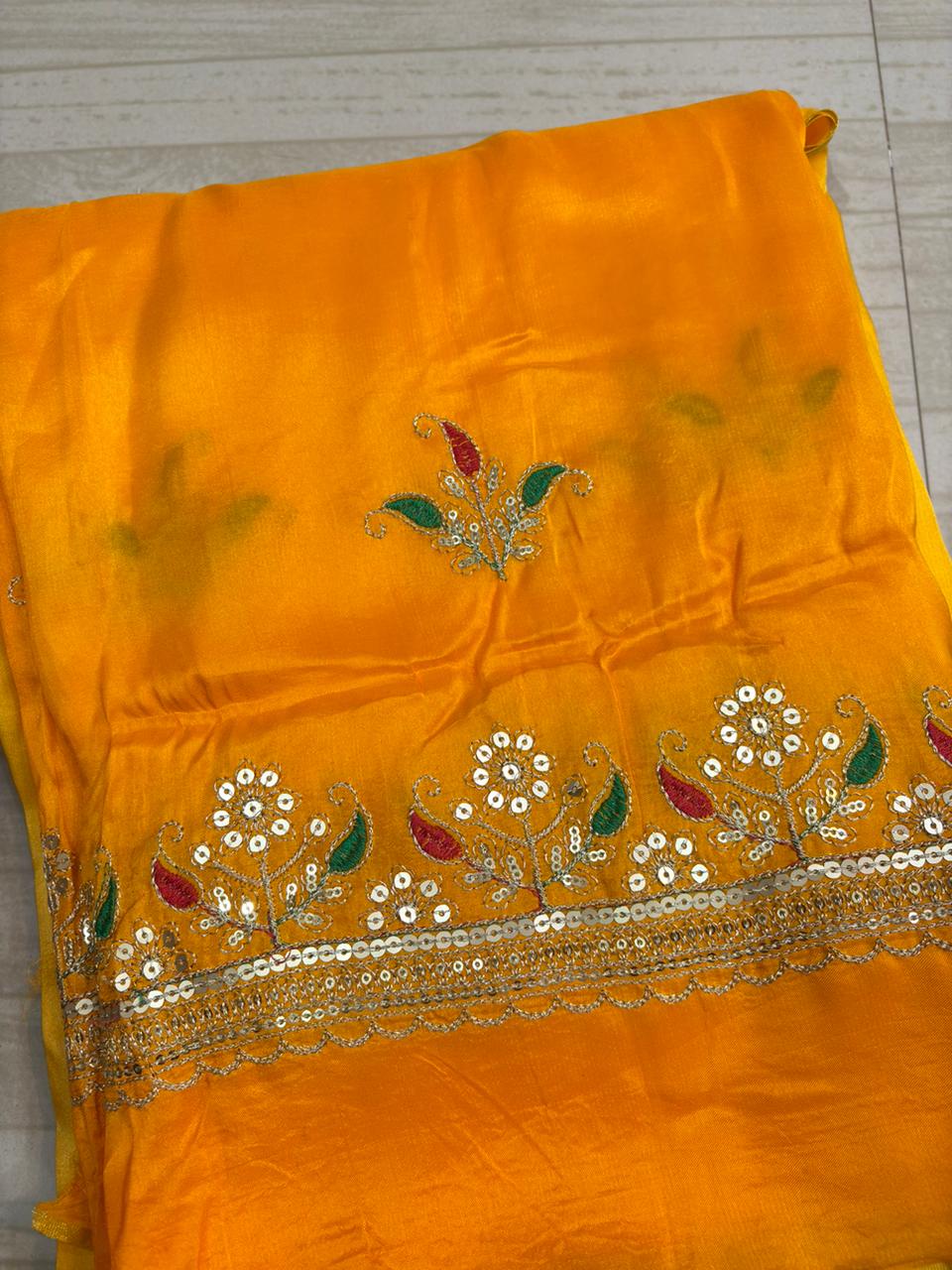 Upada Butiq Pure Odhna Suit (Yellow)-396