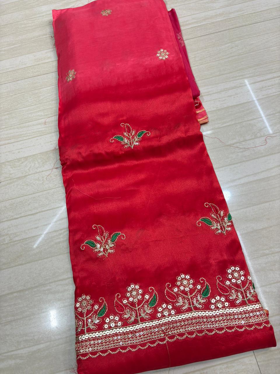Upada Butiq Pure Odhna Suit (Red)-397