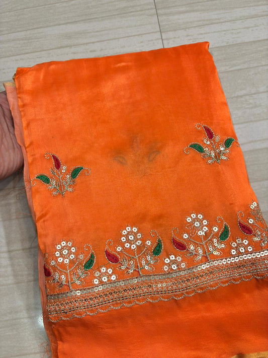 Upada Butiq Pure Odhna Suit (Orange)-395