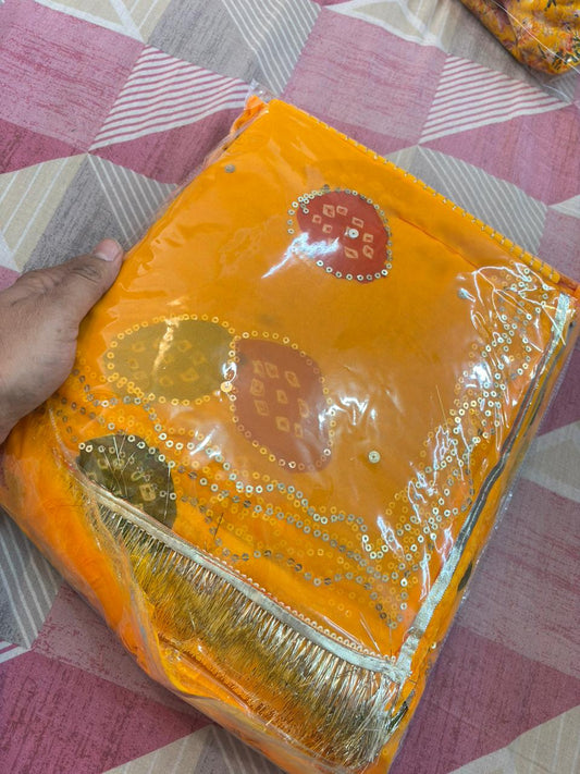 Laddu Tari work poshak (Yellow)- 480