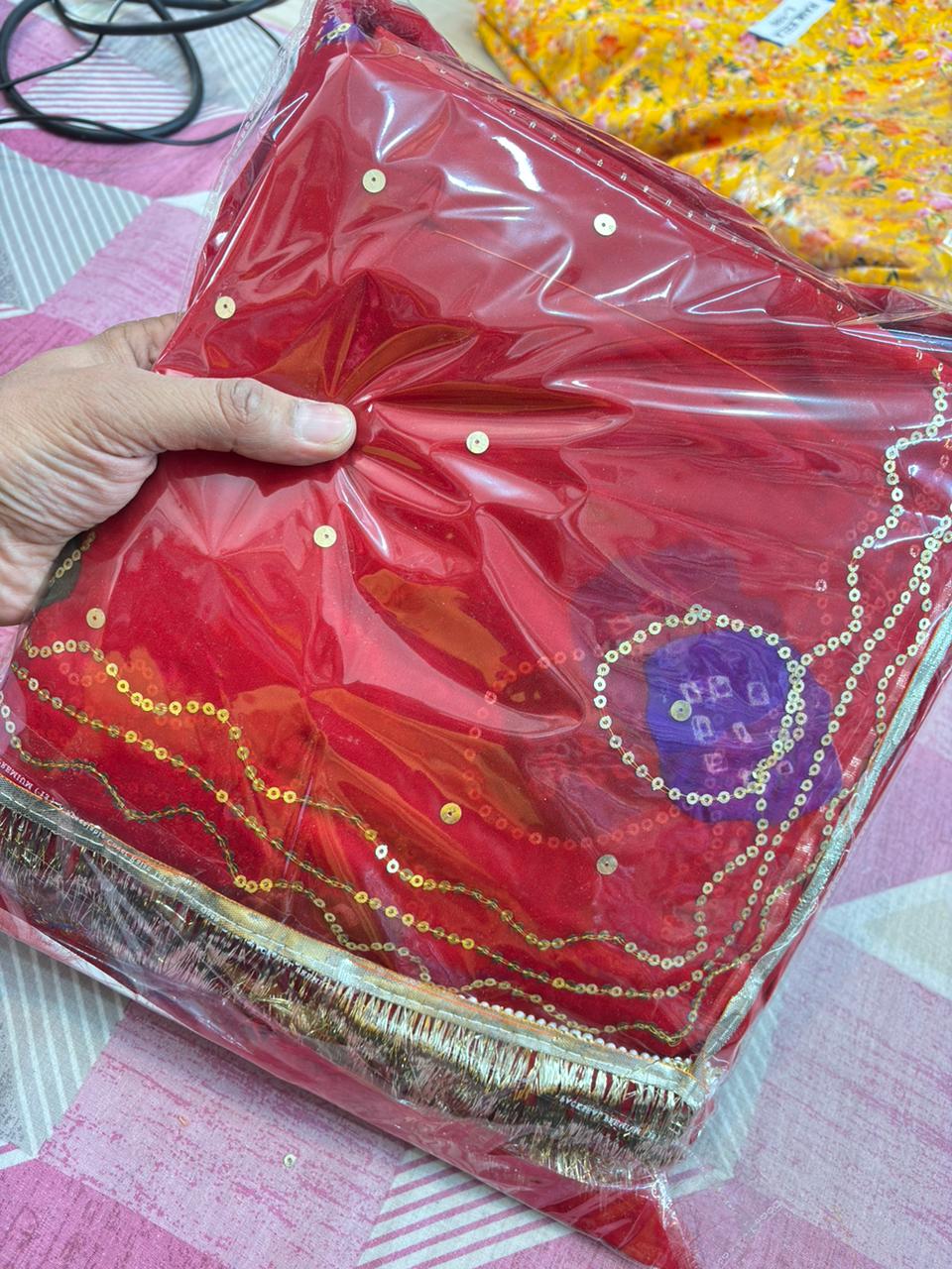 Laddu Tari work poshak (Red)- 483