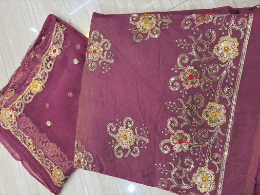 Shimmer Tora Suit (Metallic Wine)- 489