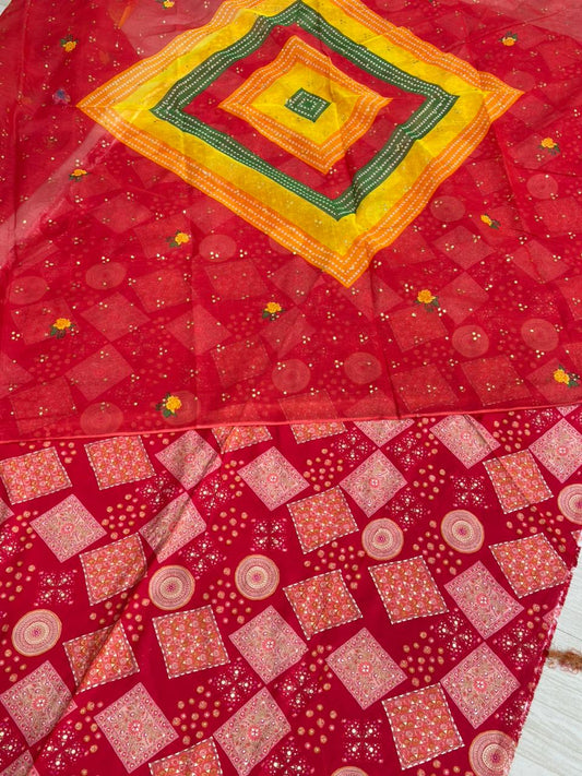 Modal silk cotton odhna suit- 521