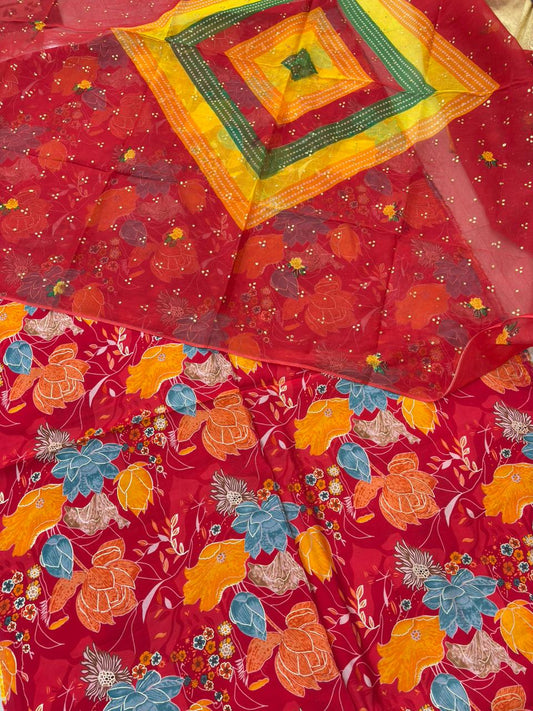 Modal silk cotton odhna suit- 520