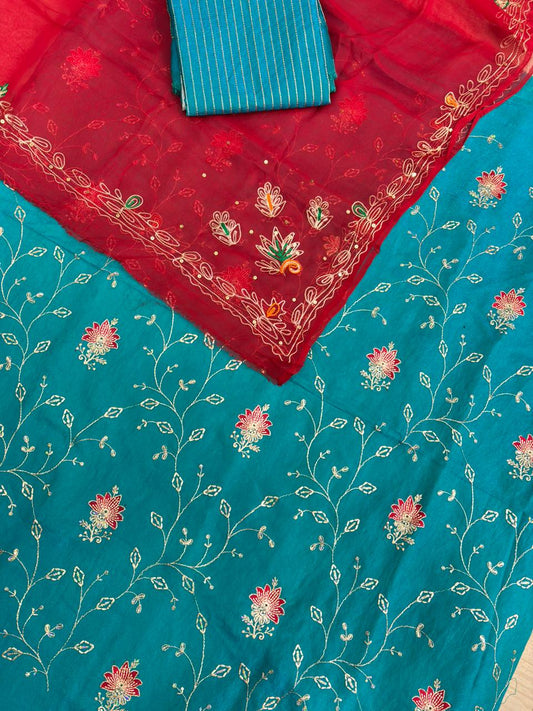 hero Shimmer Silk Tora Suit with Magji (Rama)- 557