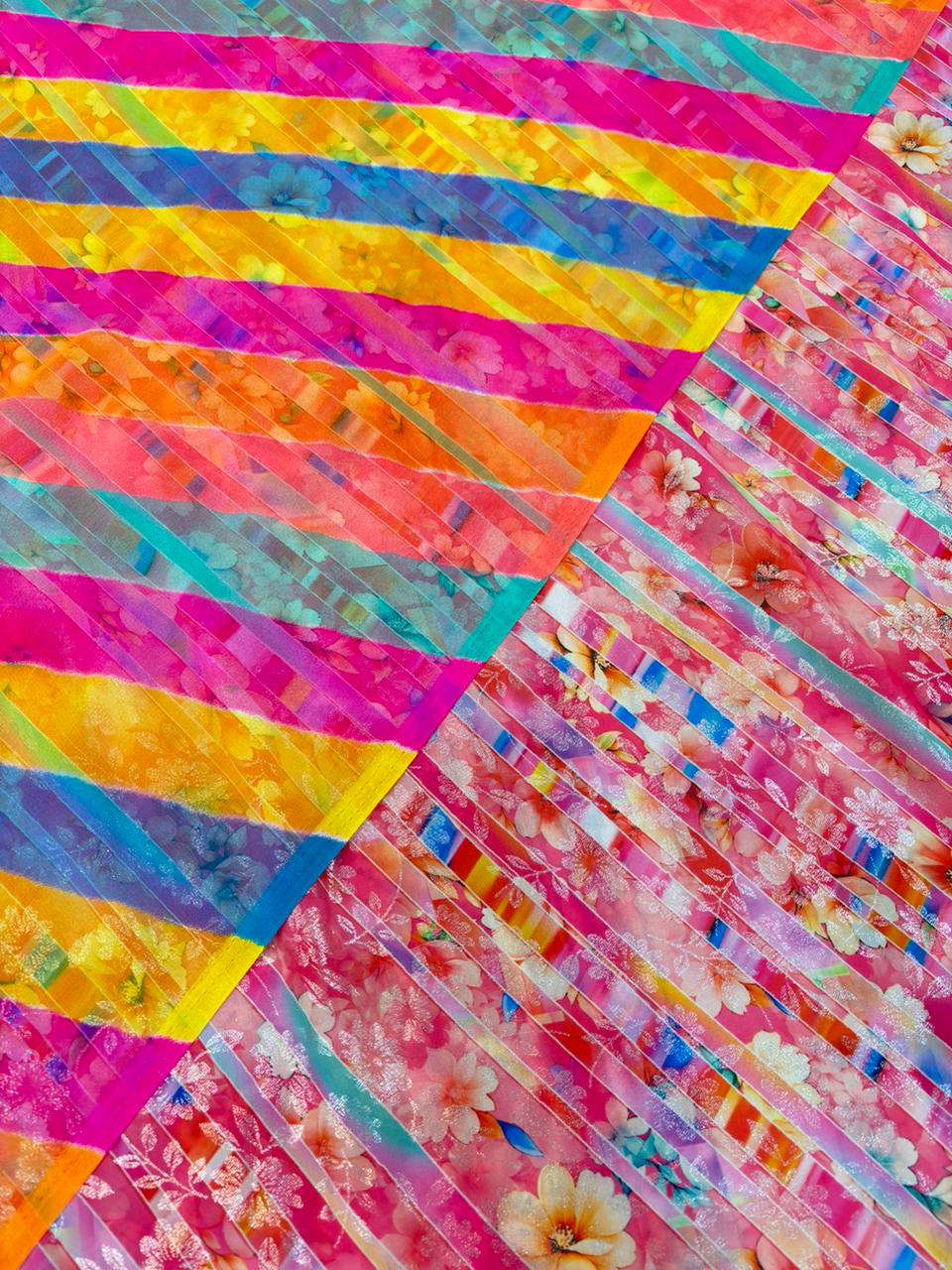 DIGITAL SHIMMER WITH GOLD PURE ODHNA (PASTEL RED) 4 MTR- 579