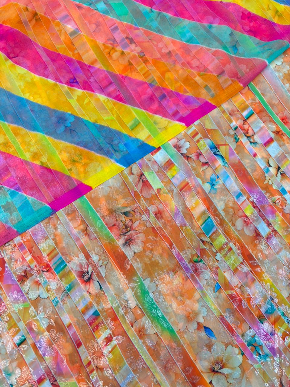 DIGITAL SHIMMER WITH GOLD PURE ODHNA (PASTEL ORANGE) 4 MTR- 573