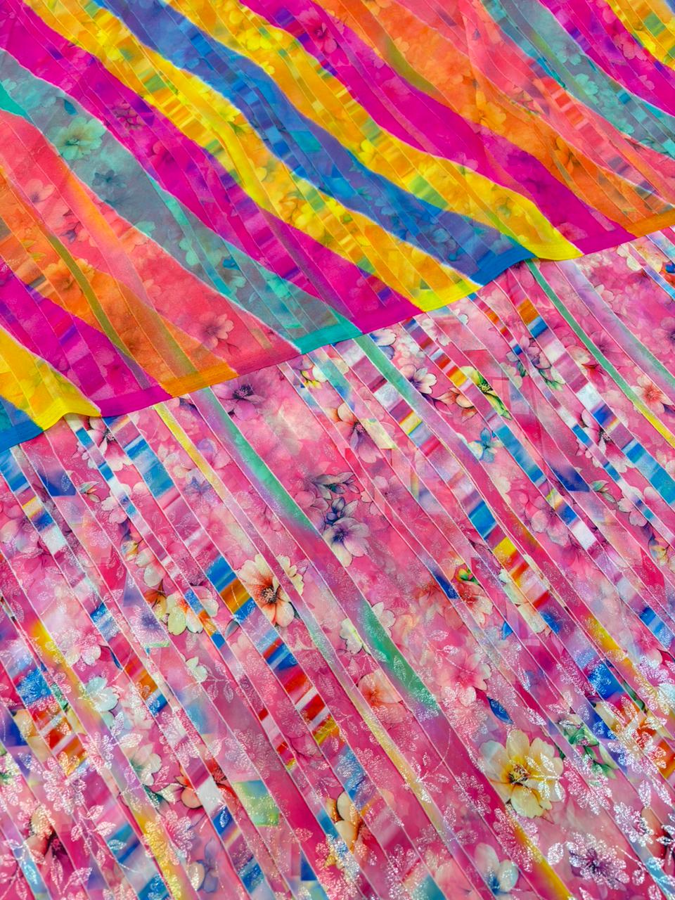 DIGITAL SHIMMER WITH GOLD PURE ODHNA (PASTEL PINK) 4 MTR- 577