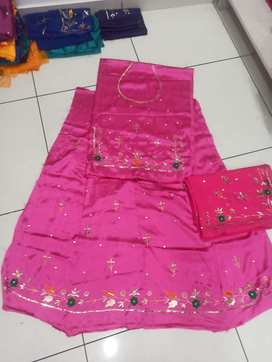 GAJEEH SILK WITH THAKURJI PURE ODHNA BUTIQ SUIT (PINK)- 619