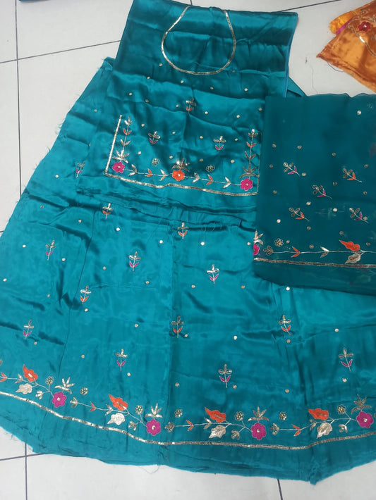GAJEEH SILK WITH THAKURJI PURE ODHNA BUTIQ SUIT (RAMA)- 621