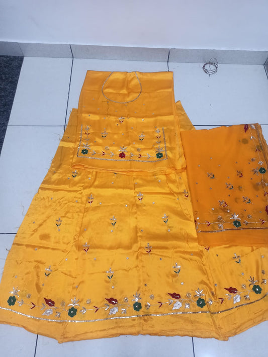 GAJEEH SILK WITH THAKURJI PURE ODHNA BUTIQ SUIT (LEMON YELLOW)- 618