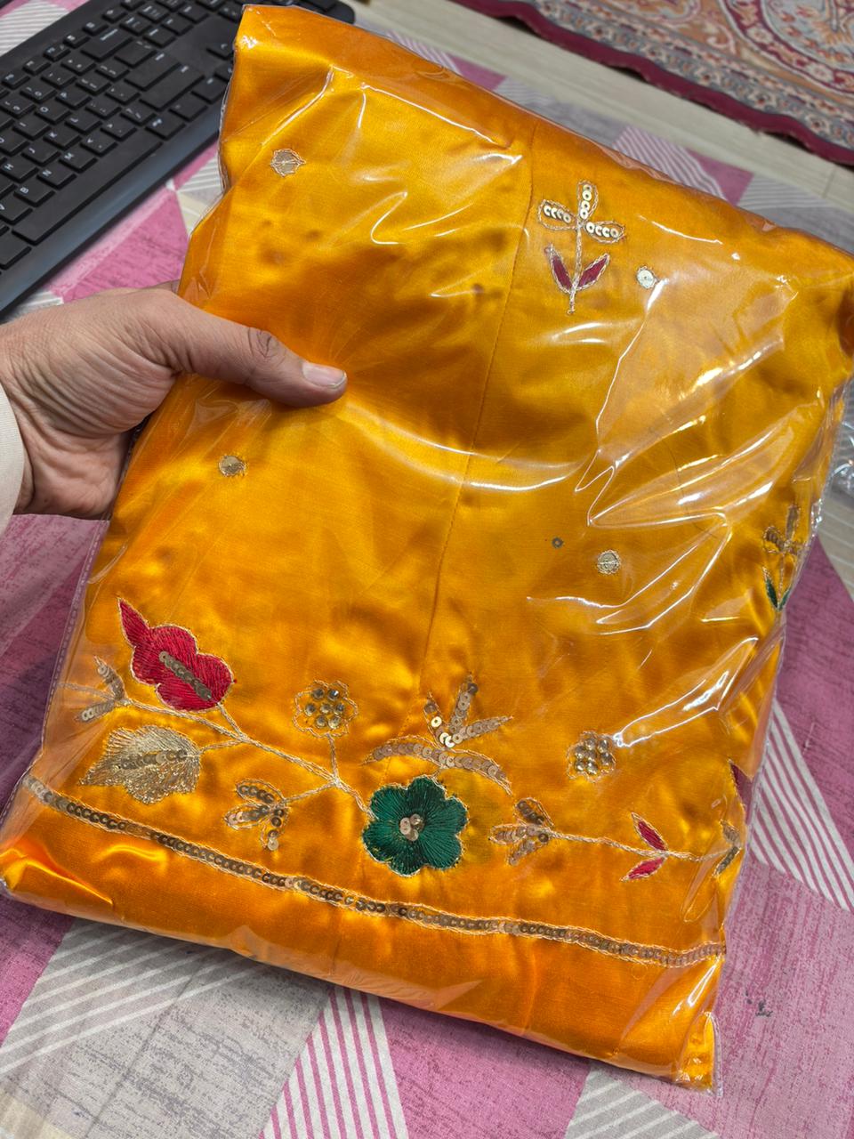 GAJEEH SILK WITH THAKURJI PURE ODHNA BUTIQ SUIT (LEMON YELLOW)- 618