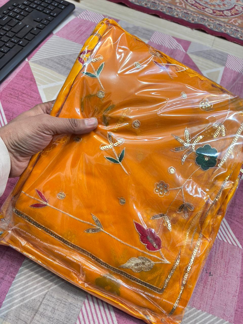 GAJEEH SILK WITH THAKURJI PURE ODHNA BUTIQ SUIT (LEMON YELLOW)- 618