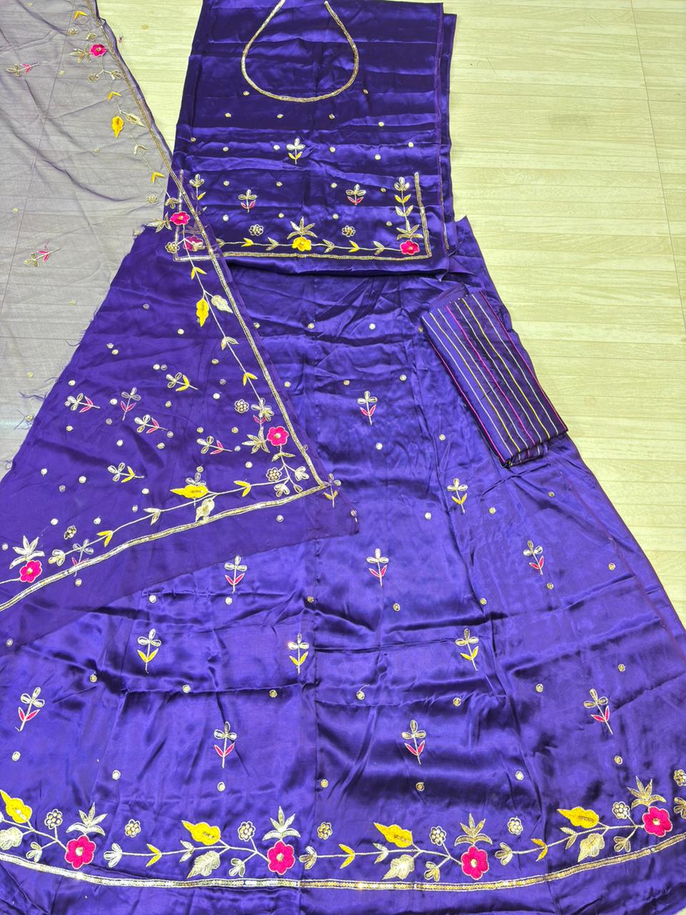 GAJEEH SILK WITH THAKURJI PURE ODHNA BUTIQ SUIT (NAVY BLUE)- 623