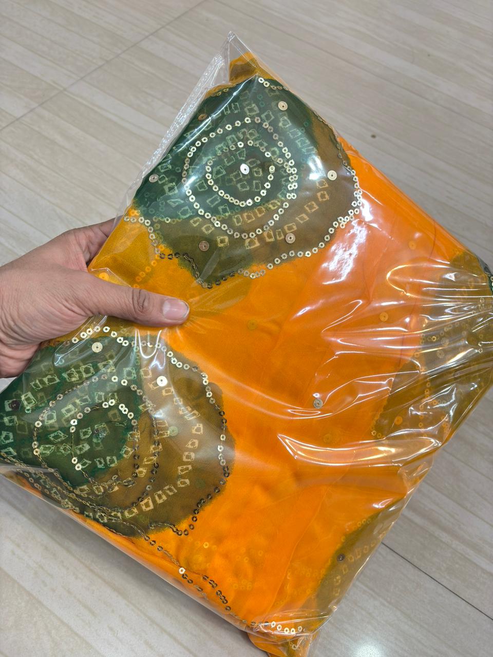 Ghewar Tari Poshak (Yellow Green)- 646