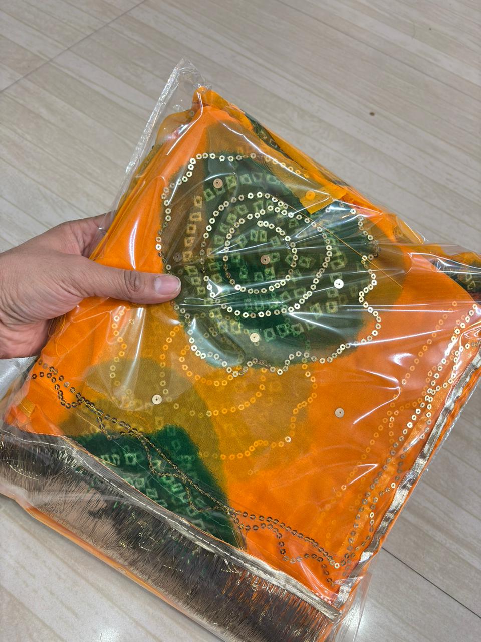 Ghewar Tari Poshak (Yellow Green)- 646