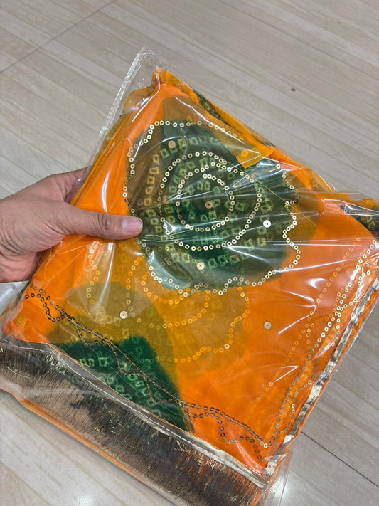 Ghewar Tari Poshak (Yellow Green)- 646