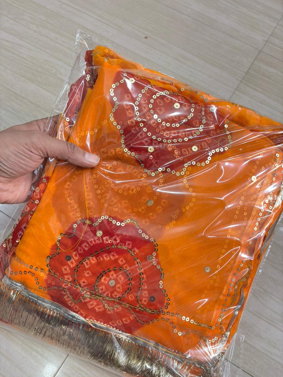 Ghewar Tari Poshak (Kesari)- 649