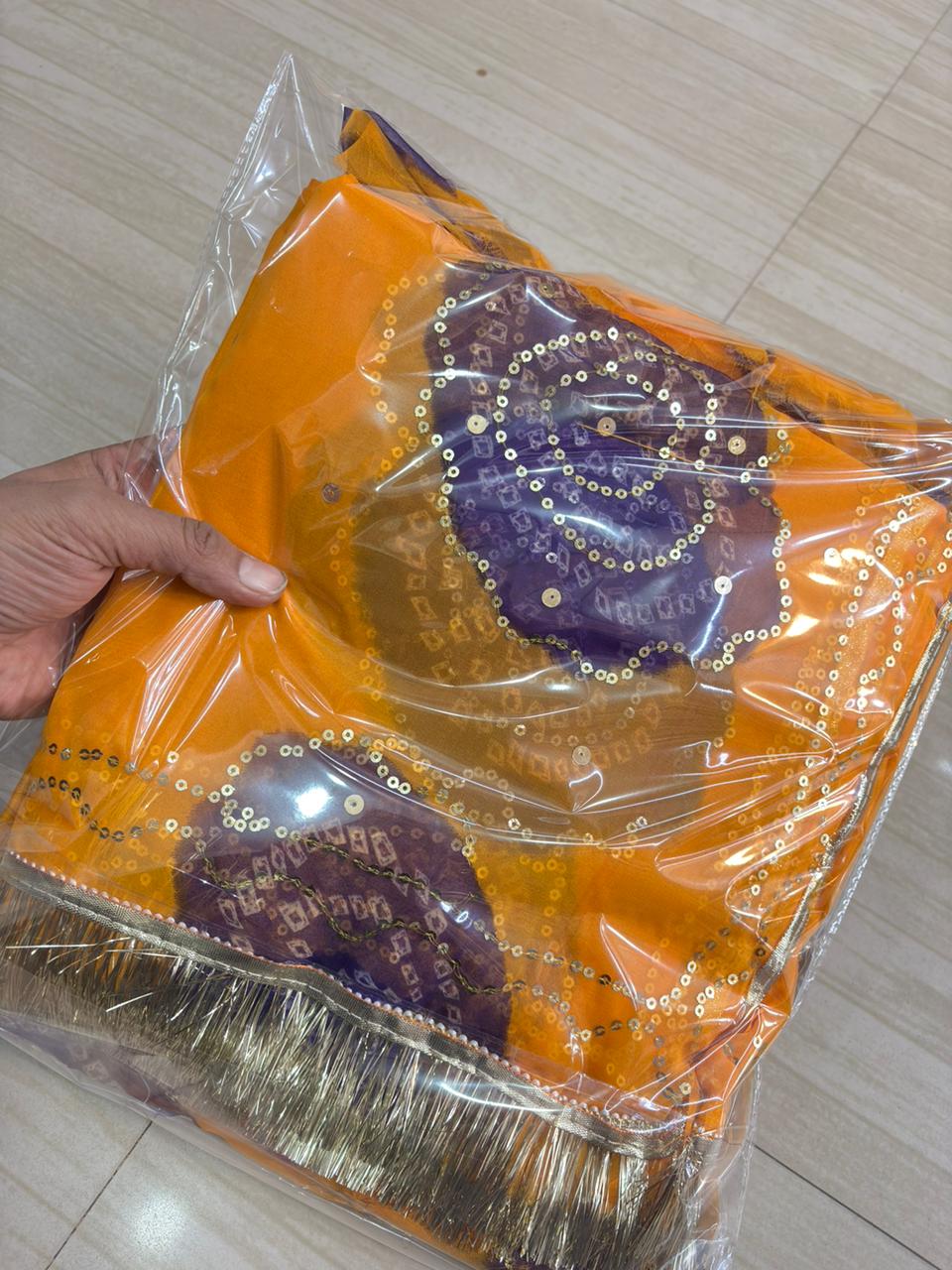 Ghewar Tari Poshak (Yellow & Navy)- 650