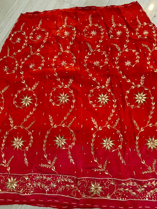 Thakur Ji Pure Shaded Ranka Work Poshak (Red Orange)-662