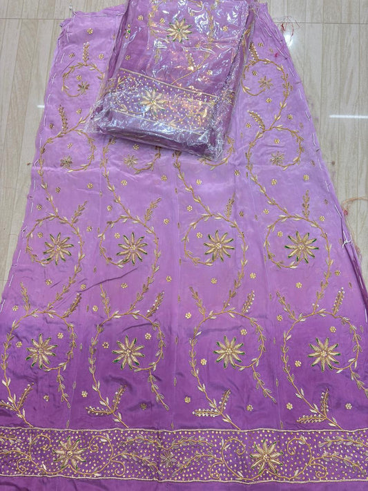 Thakur Ji Pure Shaded Ranka Work Poshak (Lavender Pink)-664