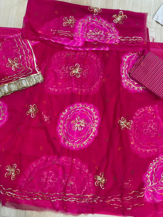 Ghewar Tari Gold Pure Poshak (Rani & Rani)- 789