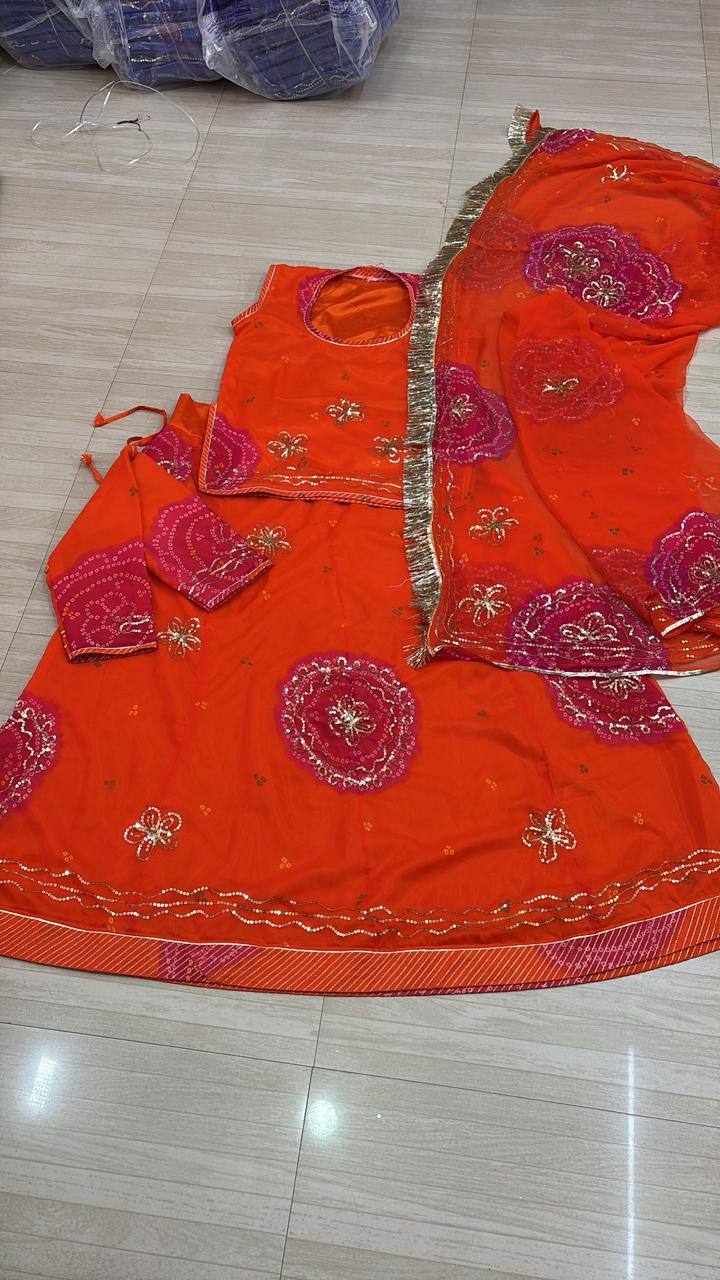 Ghewar Tari (ORANGE & RANI)-817