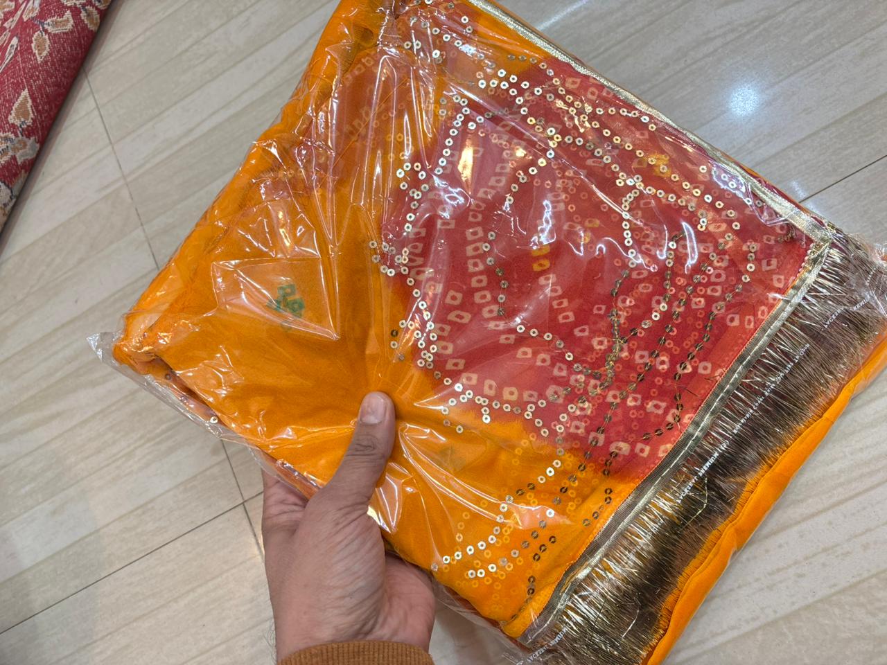 Ghewar Tari (YELLOW & RANI)-815