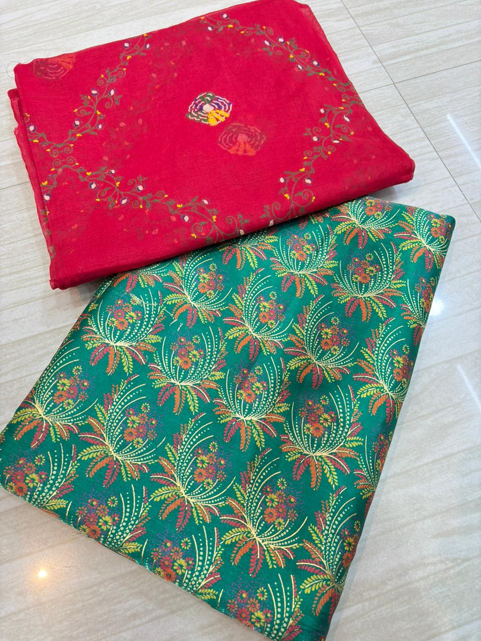 Tissue Silk Suit with Sarbati Odhna-920