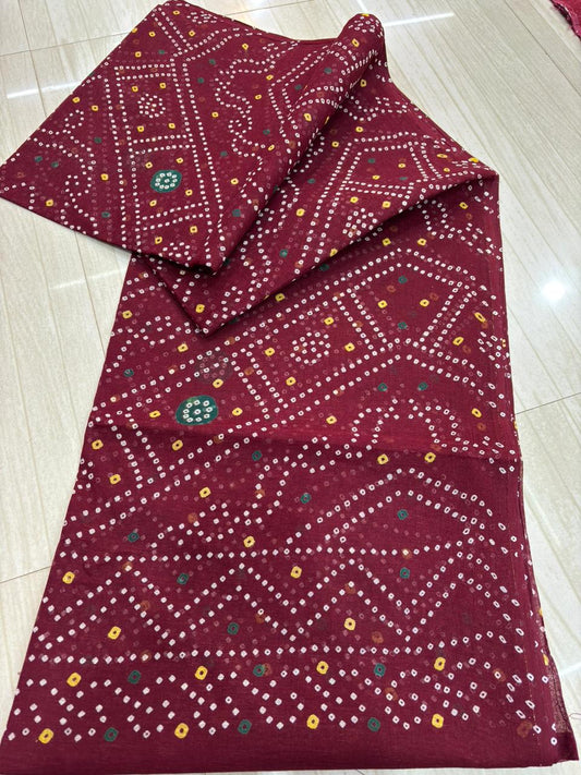 Cotton bandej print odhna 2.50 Meter Full (Maroon)-1047