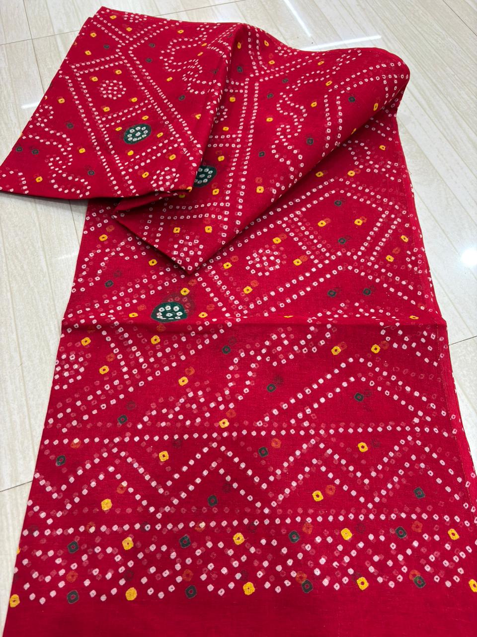 Cotton bandej print odhna 2.50 Meter Full (Red)-1045
