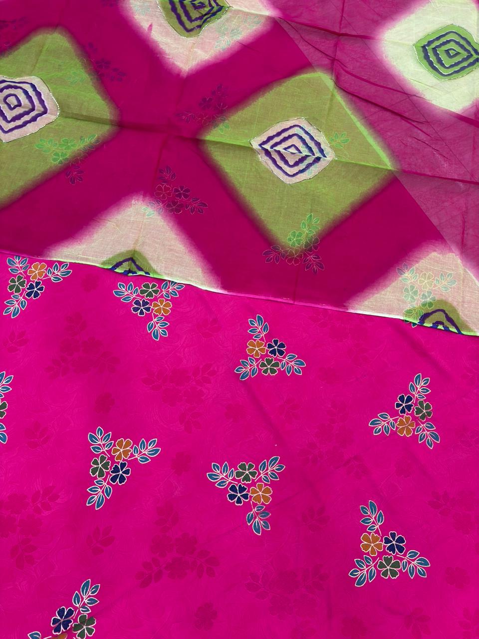 IMPORTED FOIL WITH COTTON HANDWORK ODHNA-1307