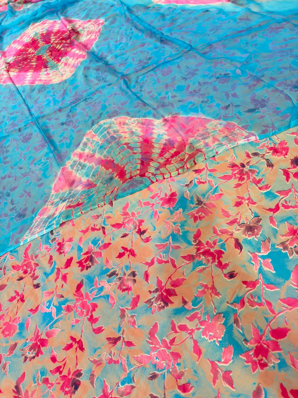 Sky blue pink Tora Odhna suit -1723
