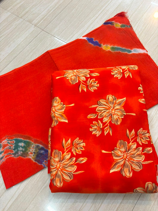 Ramleela suit with odhna(5 PCS)-1846-ORANGE