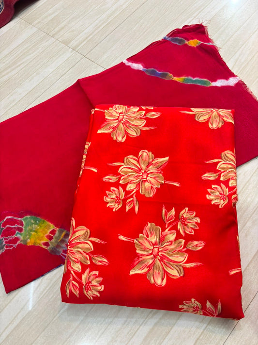 Ramleela suit with odhna(5 PCS)-1845-RED