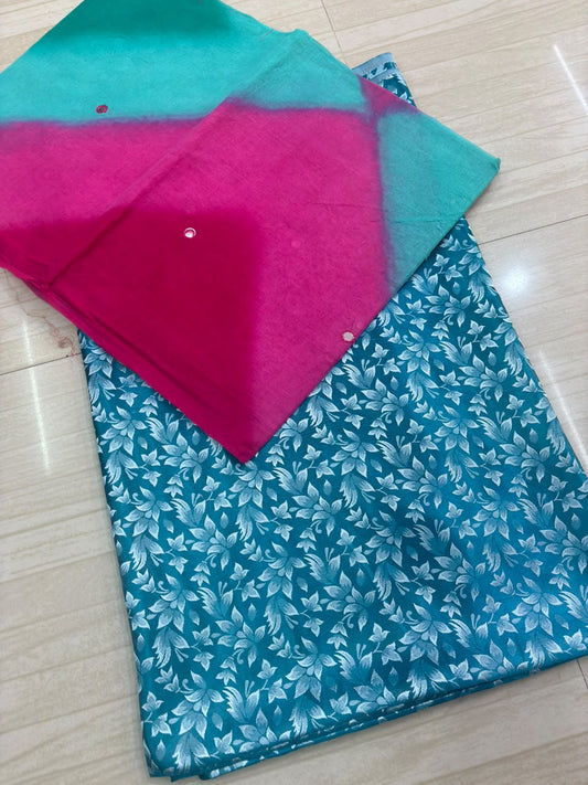 FANCY PARCHA WITH GLASS WORK COTTON ODHNA SUIT-1943