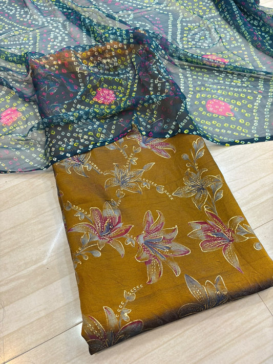 Glass Cotton With Gold Pure Chunari- 2057